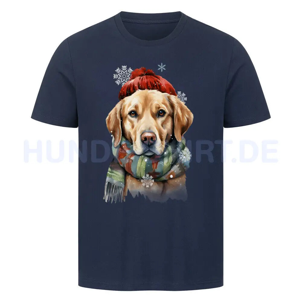 Premium T-Shirt "Labrador Winter hell" French Navy – hunde-shirt.de