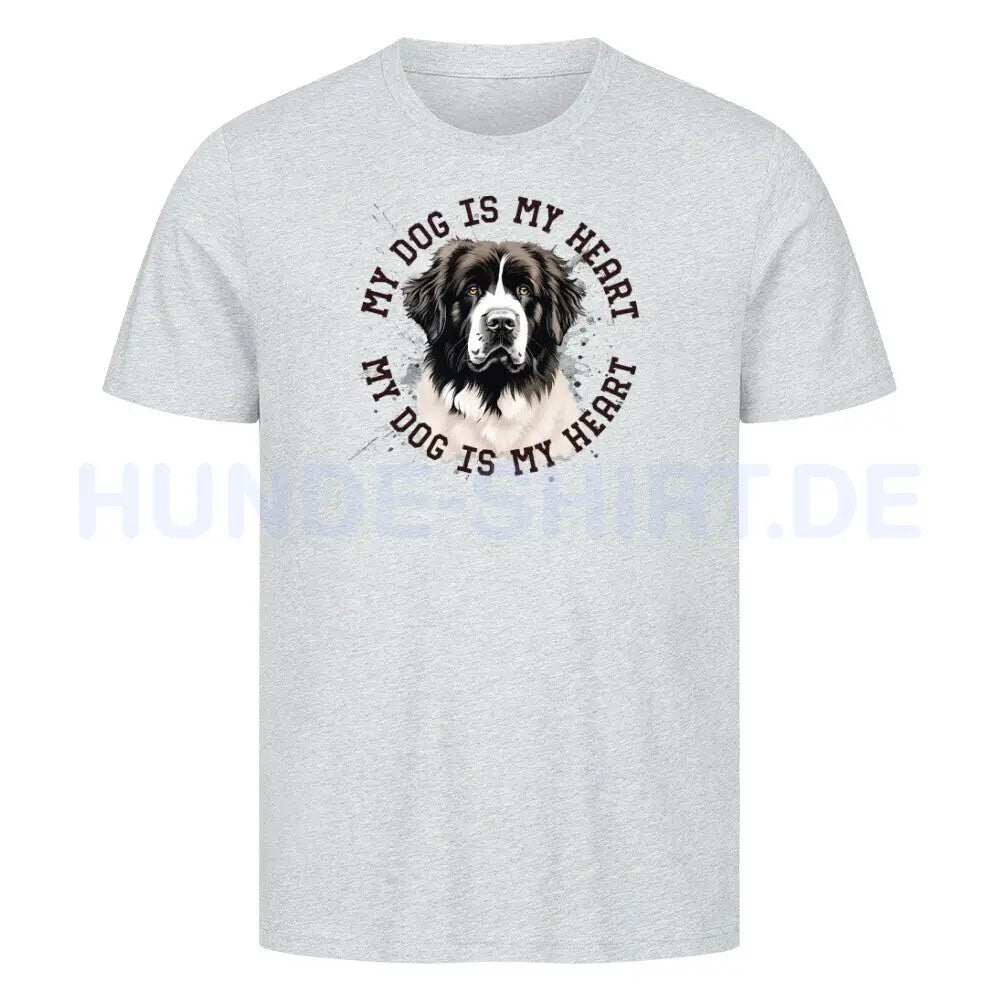 Premium T-Shirt "Landseer HEART" Heather Grey – hunde-shirt.de