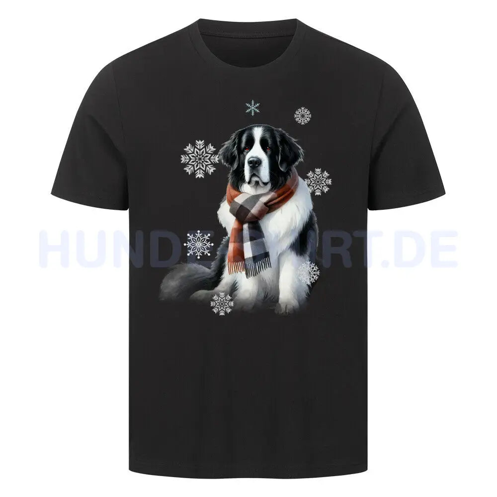 Premium T-Shirt "Landseer Winter" Schwarz – hunde-shirt.de