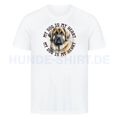 Premium T-Shirt "Leonberger HEART 2" Weiß – hunde-shirt.de