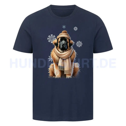 Premium T-Shirt "Leonberger Winter" French Navy – hunde-shirt.de