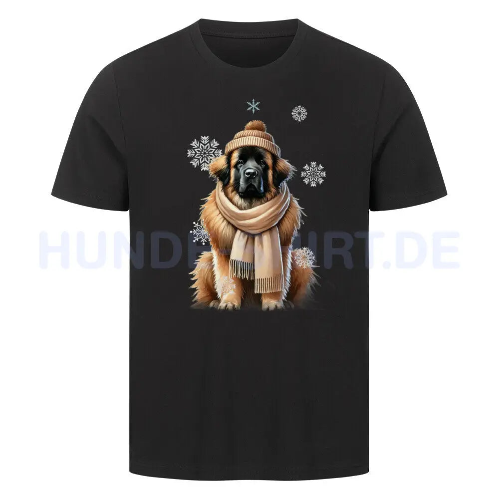 Premium T-Shirt "Leonberger Winter" Schwarz – hunde-shirt.de