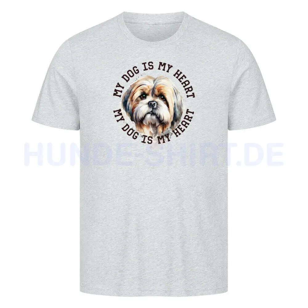 Premium T-Shirt "Lhasa Apso HEART 2" Heather Grey – hunde-shirt.de