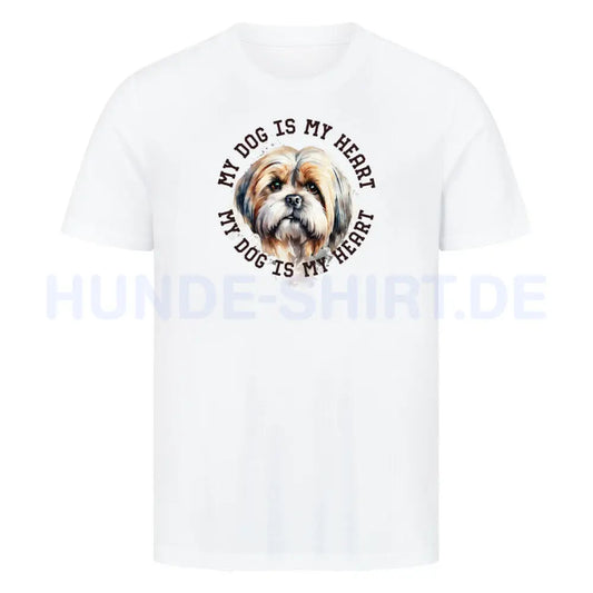 Premium T-Shirt "Lhasa Apso HEART 2" Weiß – hunde-shirt.de