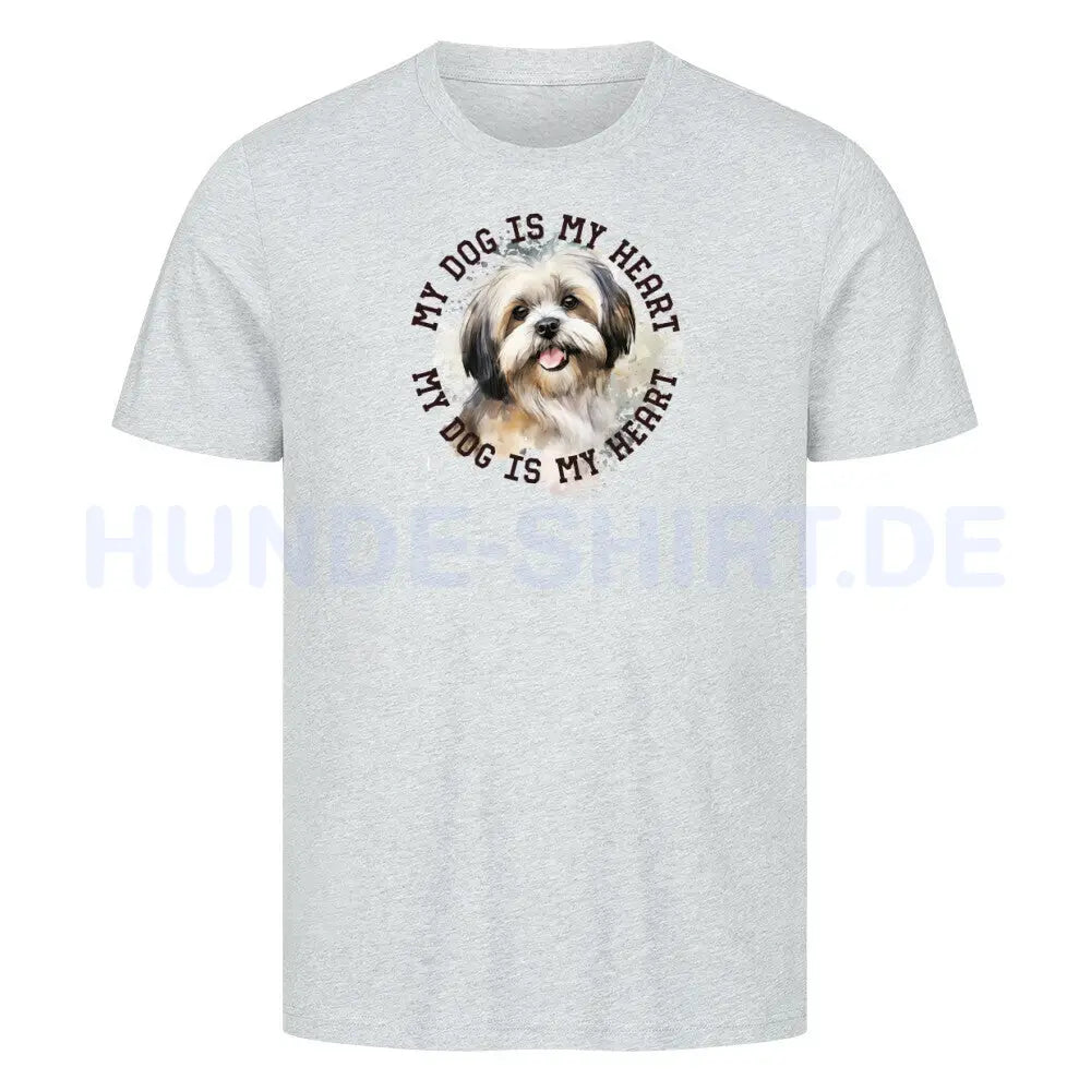 Premium T-Shirt "Lhasa Apso HEART" Heather Grey – hunde-shirt.de