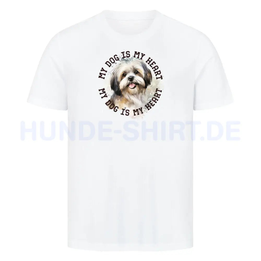 Premium T-Shirt "Lhasa Apso HEART" Weiß – hunde-shirt.de