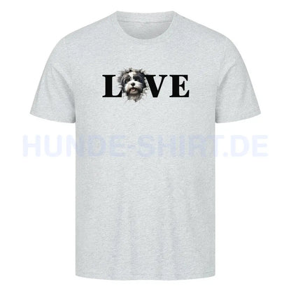 Premium T-Shirt "Lhasa Apso - LOVE" Heather Grey – hunde-shirt.de