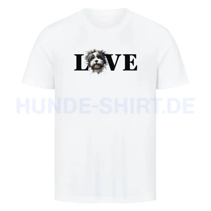 Premium T-Shirt "Lhasa Apso - LOVE" Weiß – hunde-shirt.de