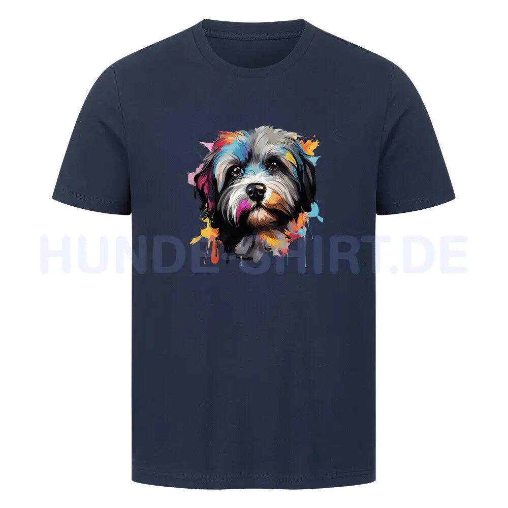 Premium T-Shirt "Lhasa Apso Paint" French Navy – hunde-shirt.de