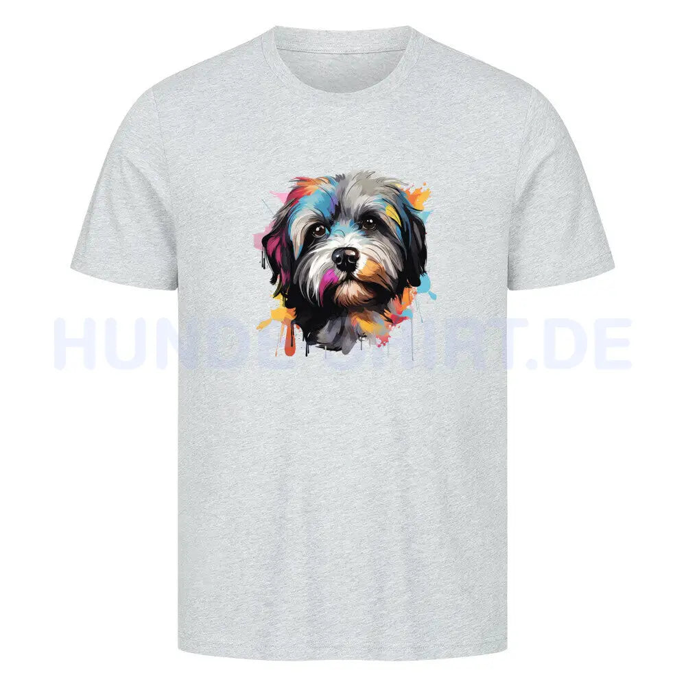 Premium T-Shirt "Lhasa Apso Paint" Heather Grey – hunde-shirt.de