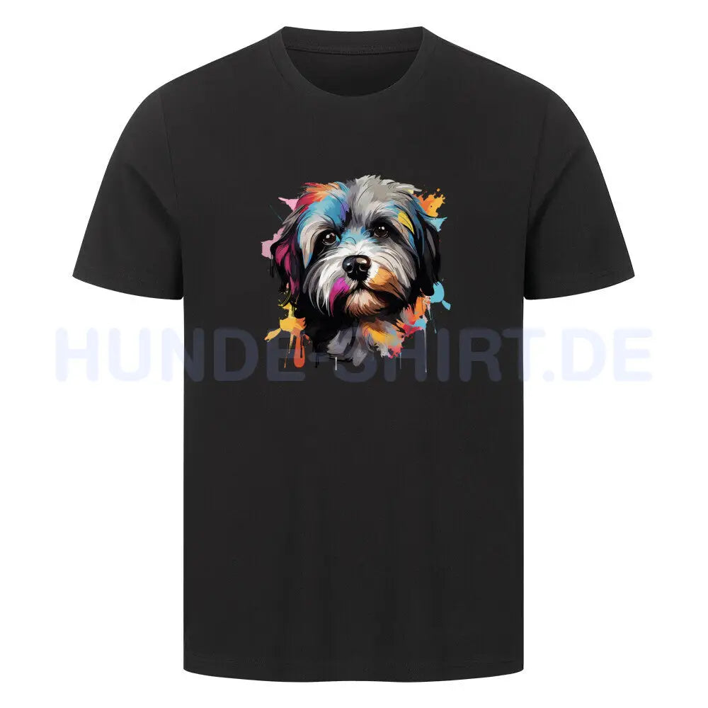 Premium T-Shirt "Lhasa Apso Paint" Schwarz – hunde-shirt.de