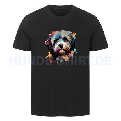 Premium T-Shirt "Lhasa Apso Paint" Schwarz – hunde-shirt.de