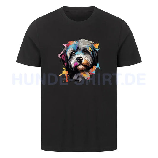 Premium T-Shirt "Lhasa Apso Paint" Schwarz – hunde-shirt.de