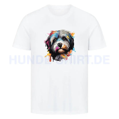 Premium T-Shirt "Lhasa Apso Paint" Weiß – hunde-shirt.de