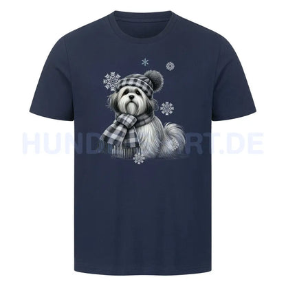 Premium T-Shirt "Lhasa Apso Winter" French Navy – hunde-shirt.de