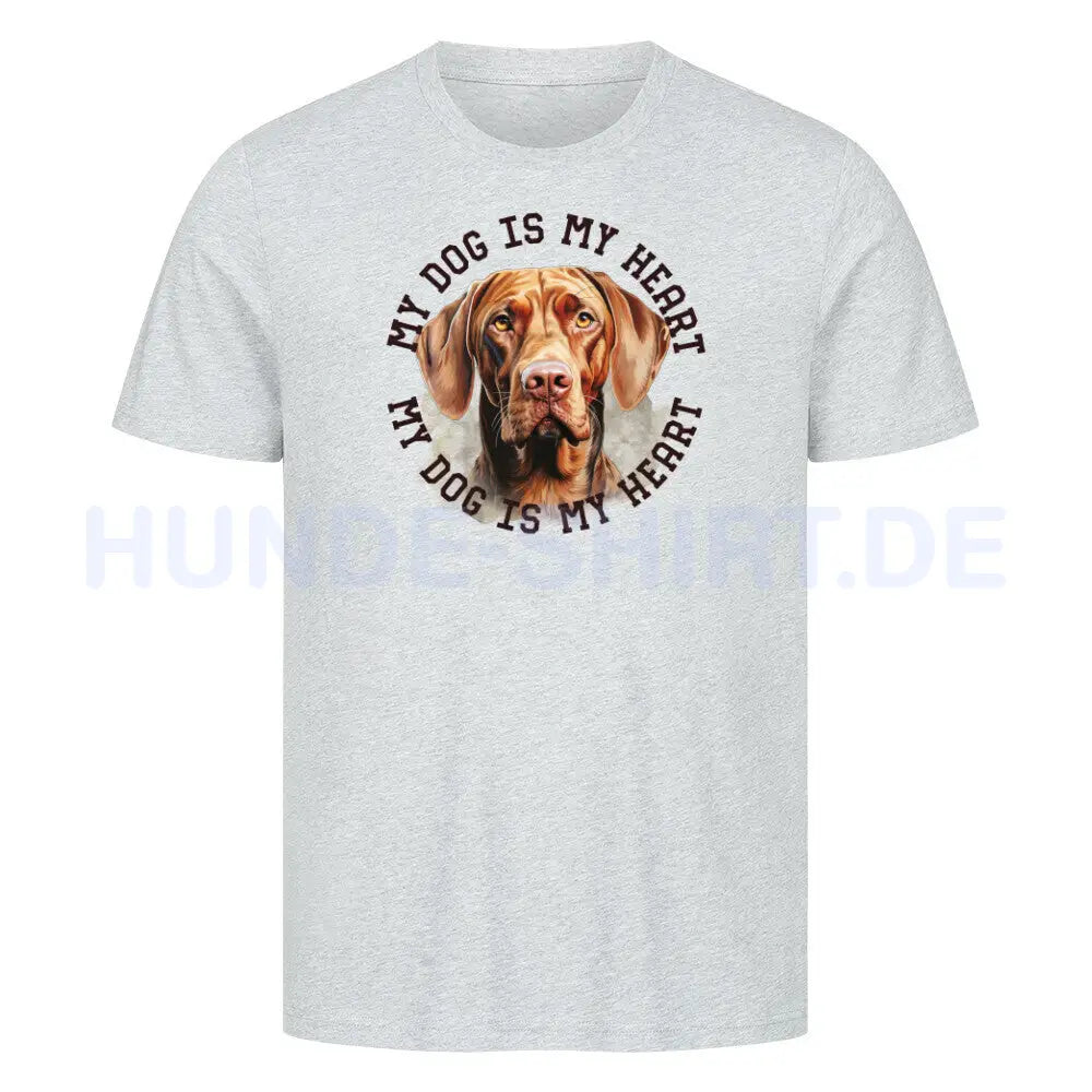 Premium T-Shirt "Magyar Vizsla HEART" Heather Grey – hunde-shirt.de