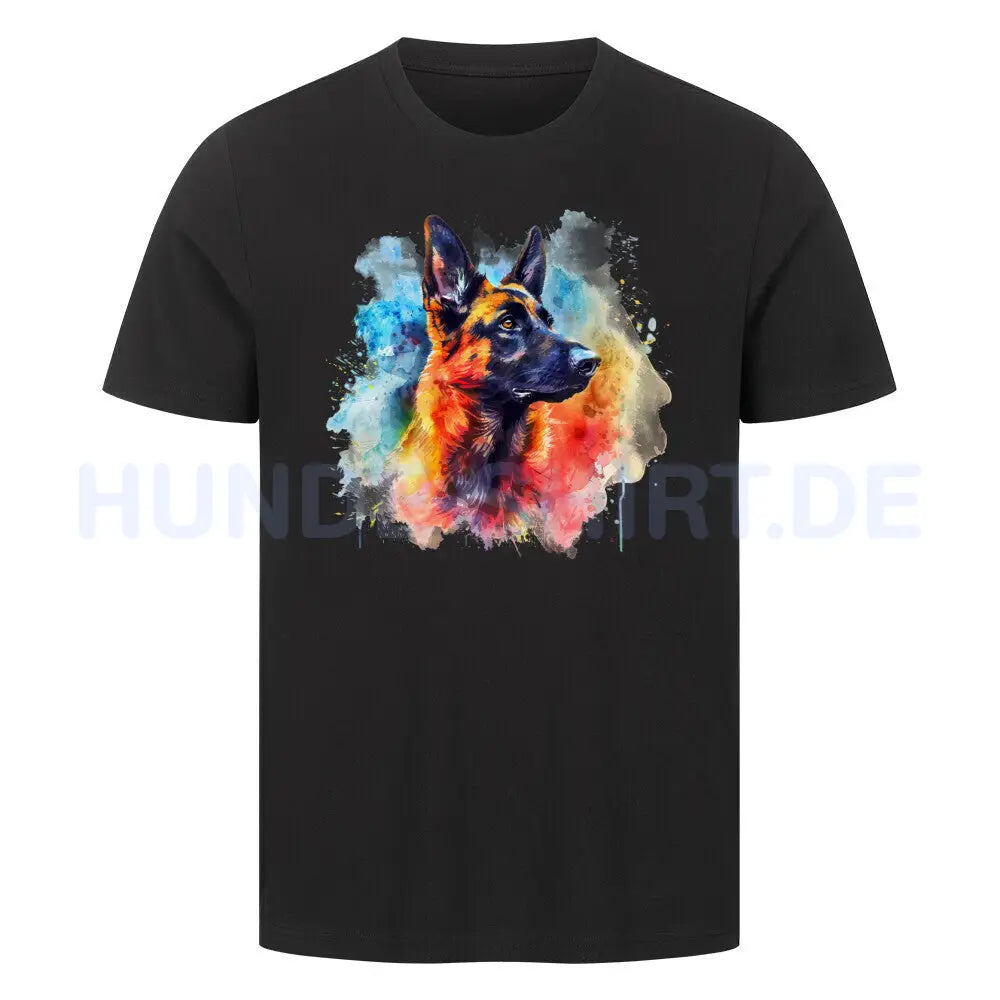 Premium T-Shirt "Malinois Paint" Schwarz – hunde-shirt.de