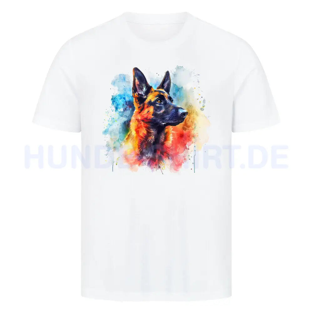 Premium T-Shirt "Malinois Paint" Weiß – hunde-shirt.de