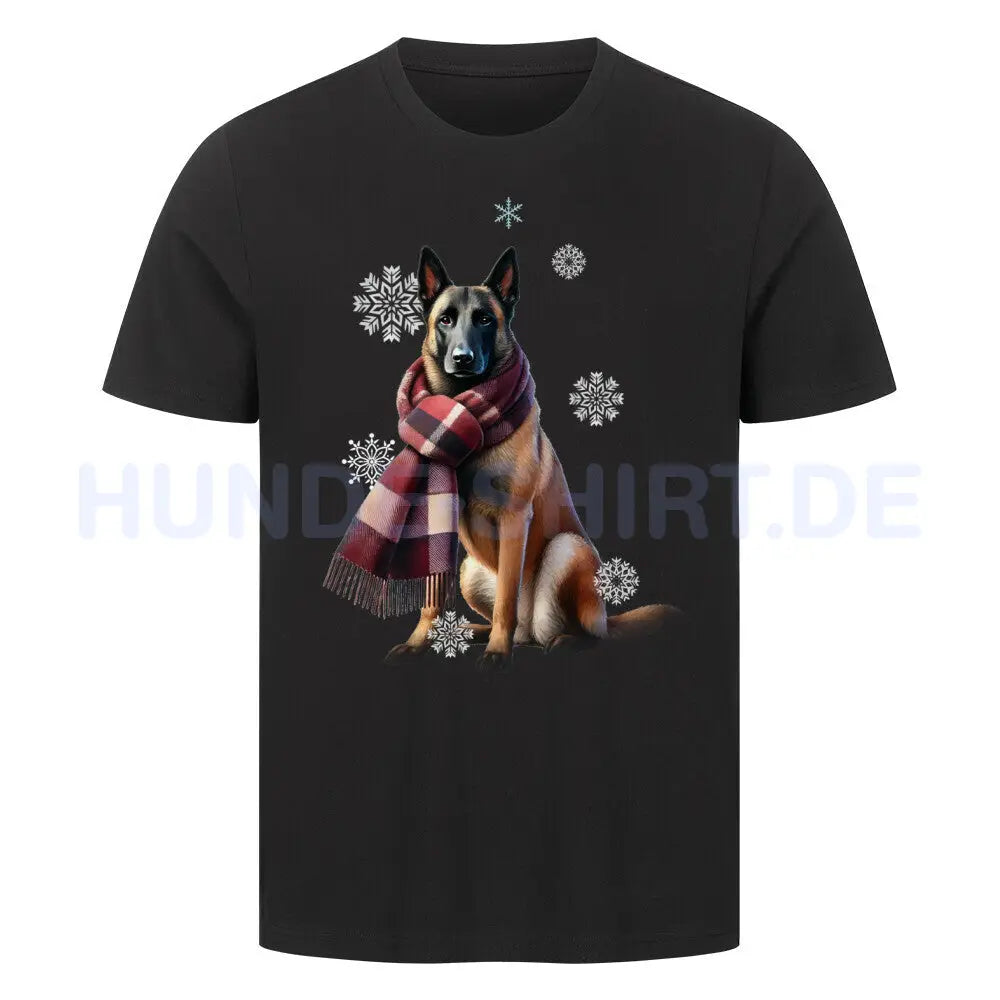 Premium T-Shirt "Malinois Winter" Schwarz – hunde-shirt.de