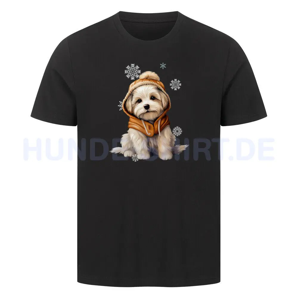 Premium T-Shirt "Malteser - Frosty" Schwarz – hunde-shirt.de