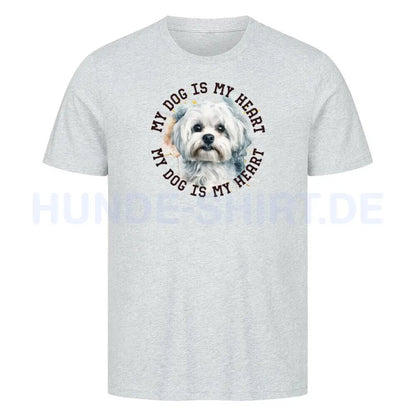 Premium T-Shirt "Malteser HEART" Heather Grey – hunde-shirt.de