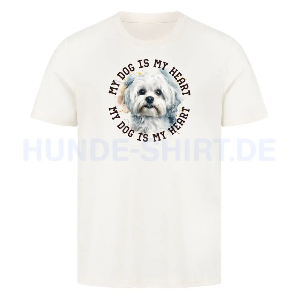 Premium T-Shirt "Malteser HEART" Natural Raw – hunde-shirt.de