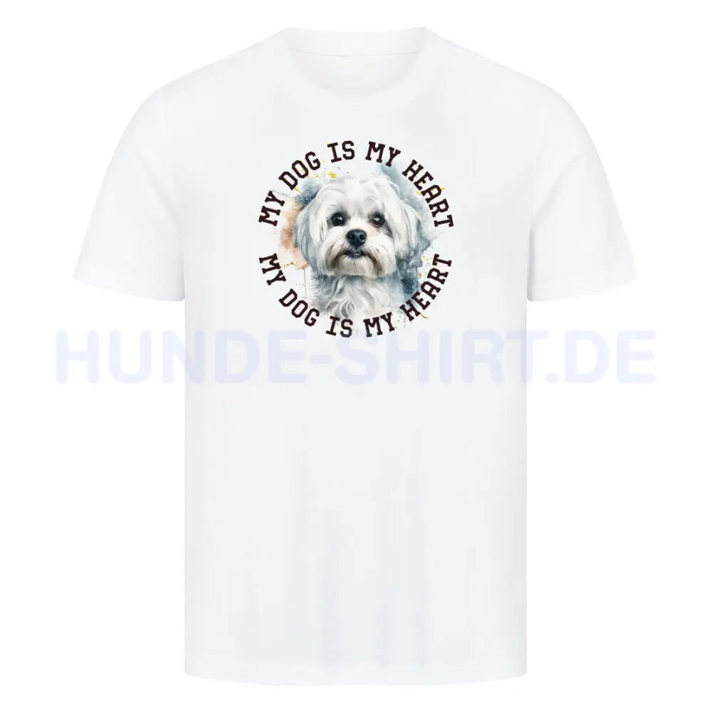 Premium T-Shirt "Malteser HEART" Weiß – hunde-shirt.de