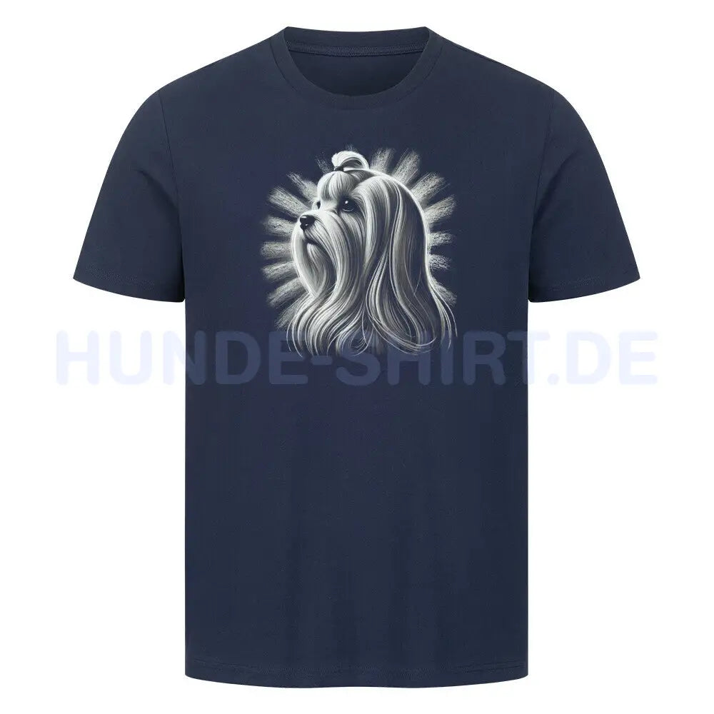 Premium T-Shirt "Malteser ( Langhaar ) - Shine" French Navy – hunde-shirt.de