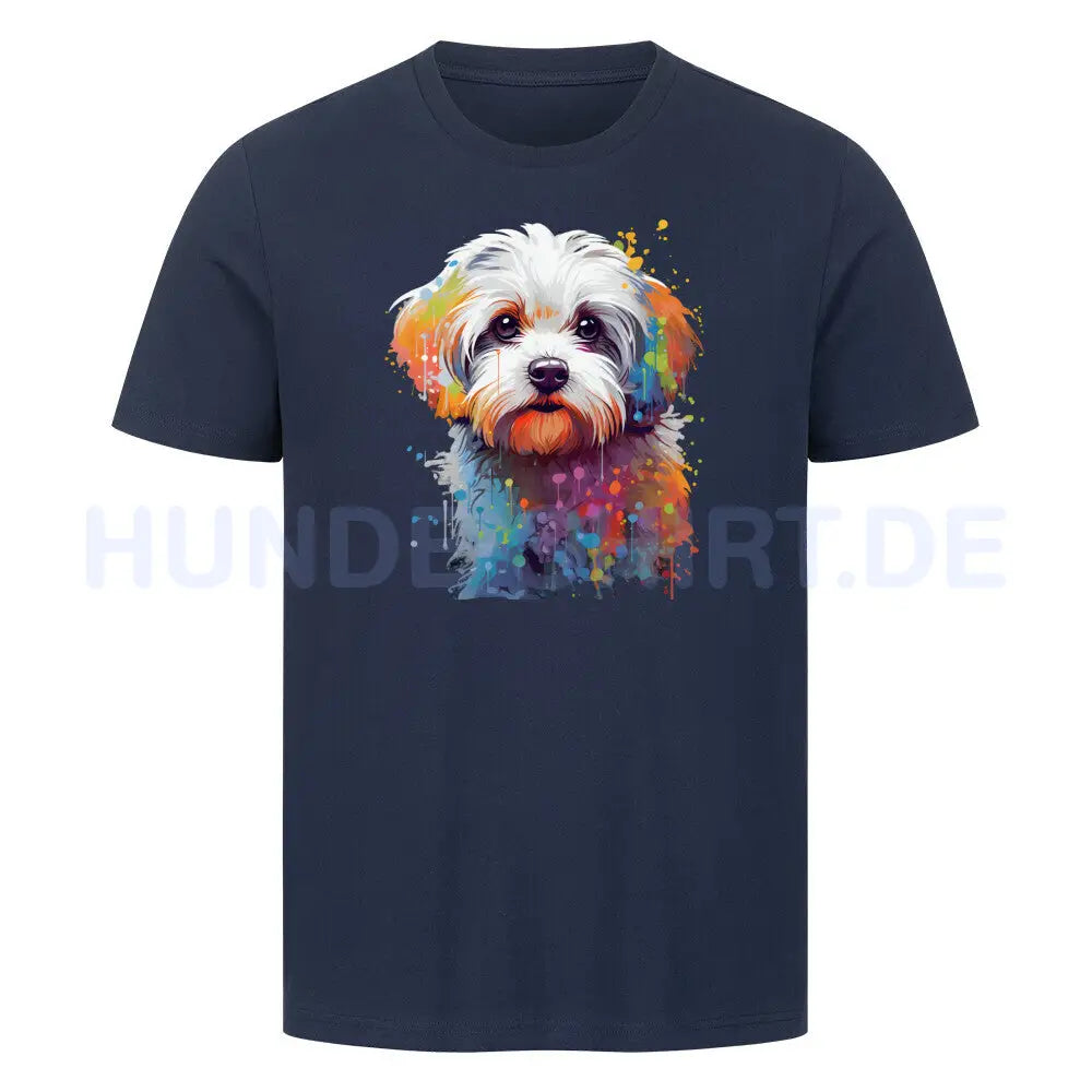 Premium T-Shirt "Malteser Paint" French Navy – hunde-shirt.de