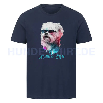 Premium T-Shirt "Malteser - Style" French Navy – hunde-shirt.de