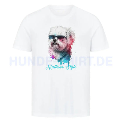 Premium T-Shirt "Malteser - Style" Weiß – hunde-shirt.de