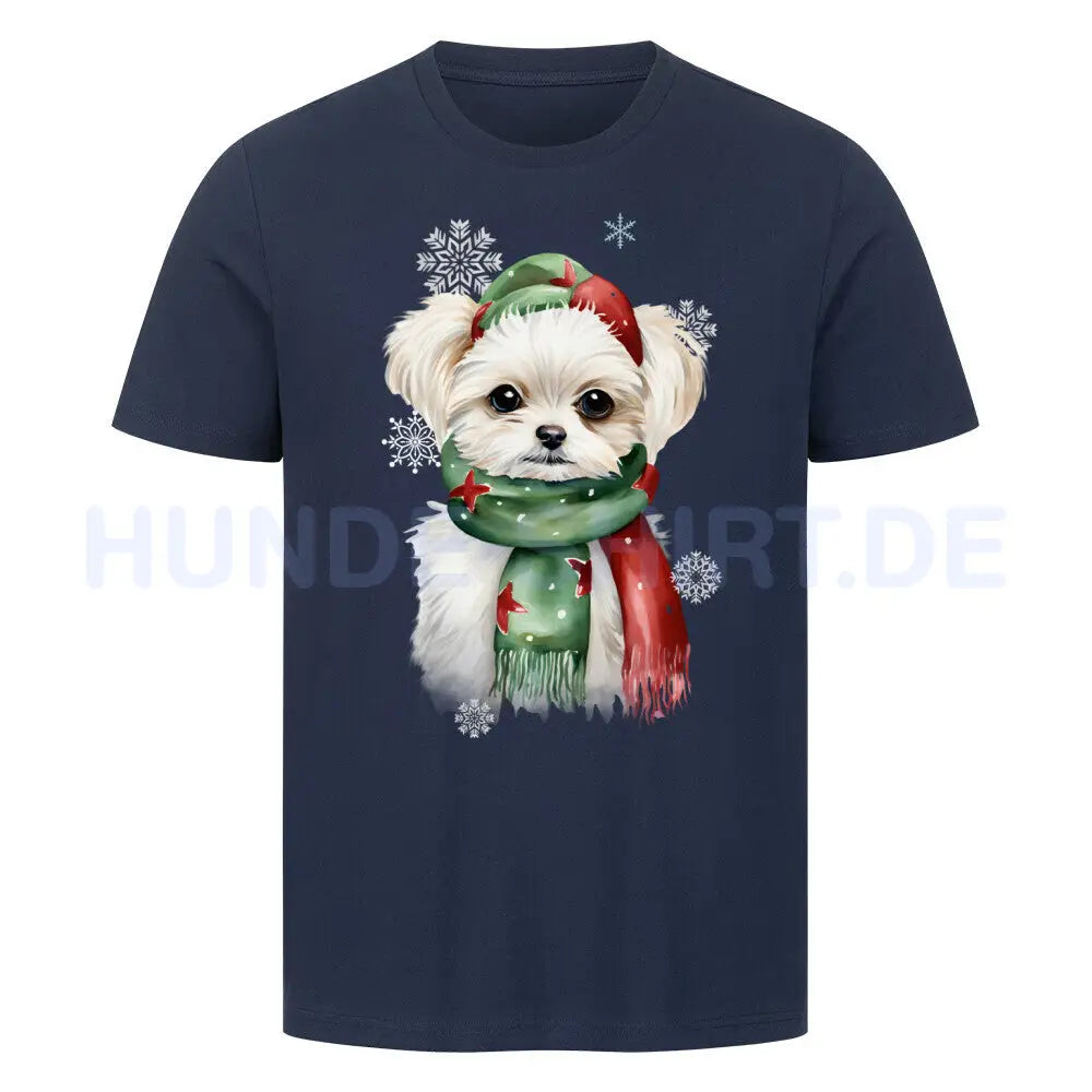 Premium T-Shirt "Malteser Winter" French Navy – hunde-shirt.de