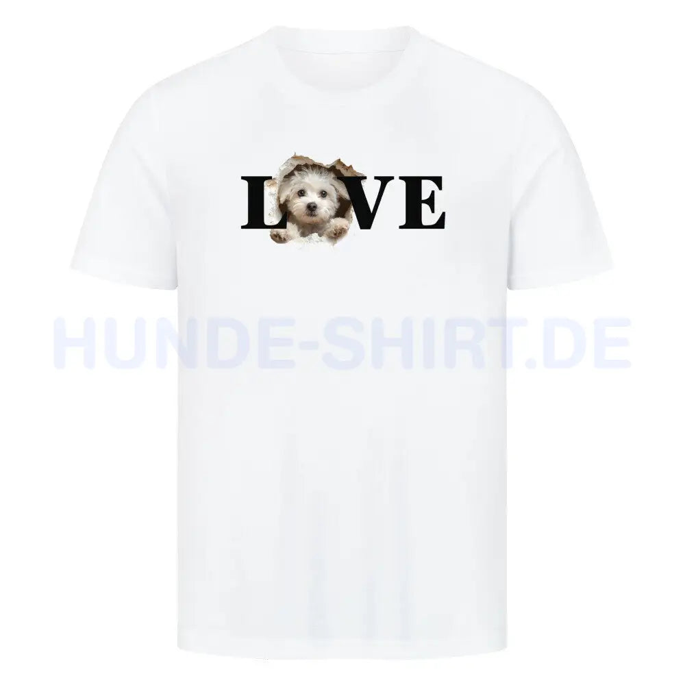 Premium T-Shirt "Maltipoo - LOVE" Weiß – hunde-shirt.de