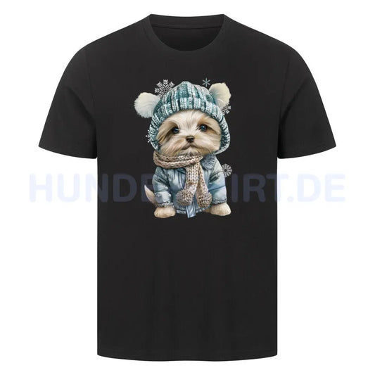 Premium T-Shirt "Maltipoo Winter" Schwarz – hunde-shirt.de