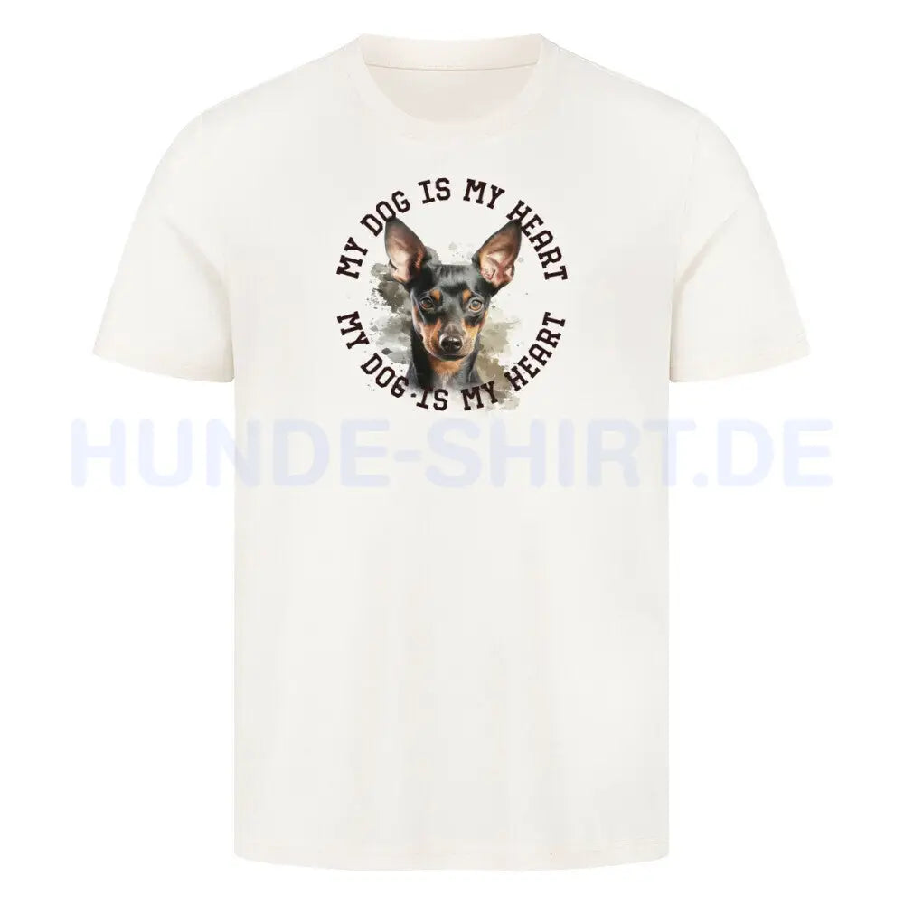 Premium T-Shirt "Manchester Terrier HEART" Natural Raw – hunde-shirt.de