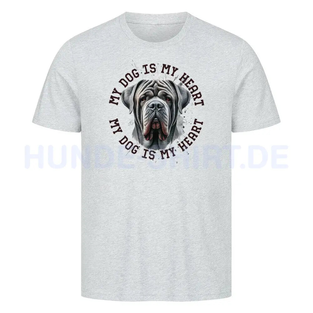 Premium T-Shirt "Mastino Napoletano HEART" Heather Grey – hunde-shirt.de