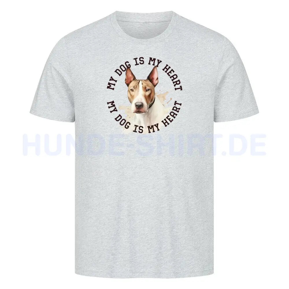 Premium T-Shirt "Miniature Bullterrier HEART" Heather Grey – hunde-shirt.de