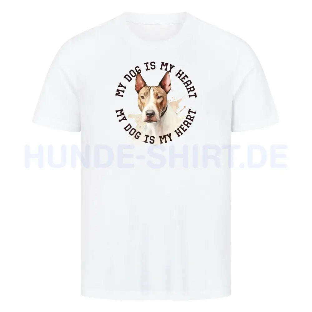 Premium T-Shirt "Miniature Bullterrier HEART" Weiß – hunde-shirt.de