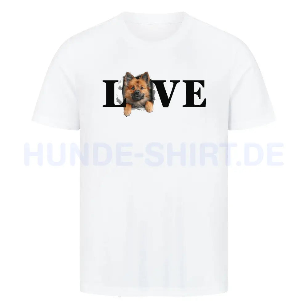 Premium T-Shirt "Mittelspitzt LOVE" Weiß – hunde-shirt.de