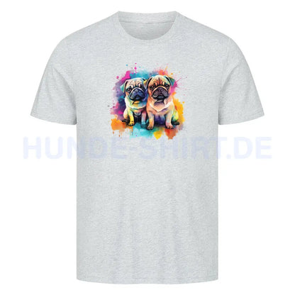 Premium T-Shirt "Mops - Duo" Heather Grey – hunde-shirt.de