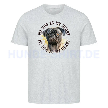 Premium T-Shirt "Mops HEART 2" Heather Grey – hunde-shirt.de