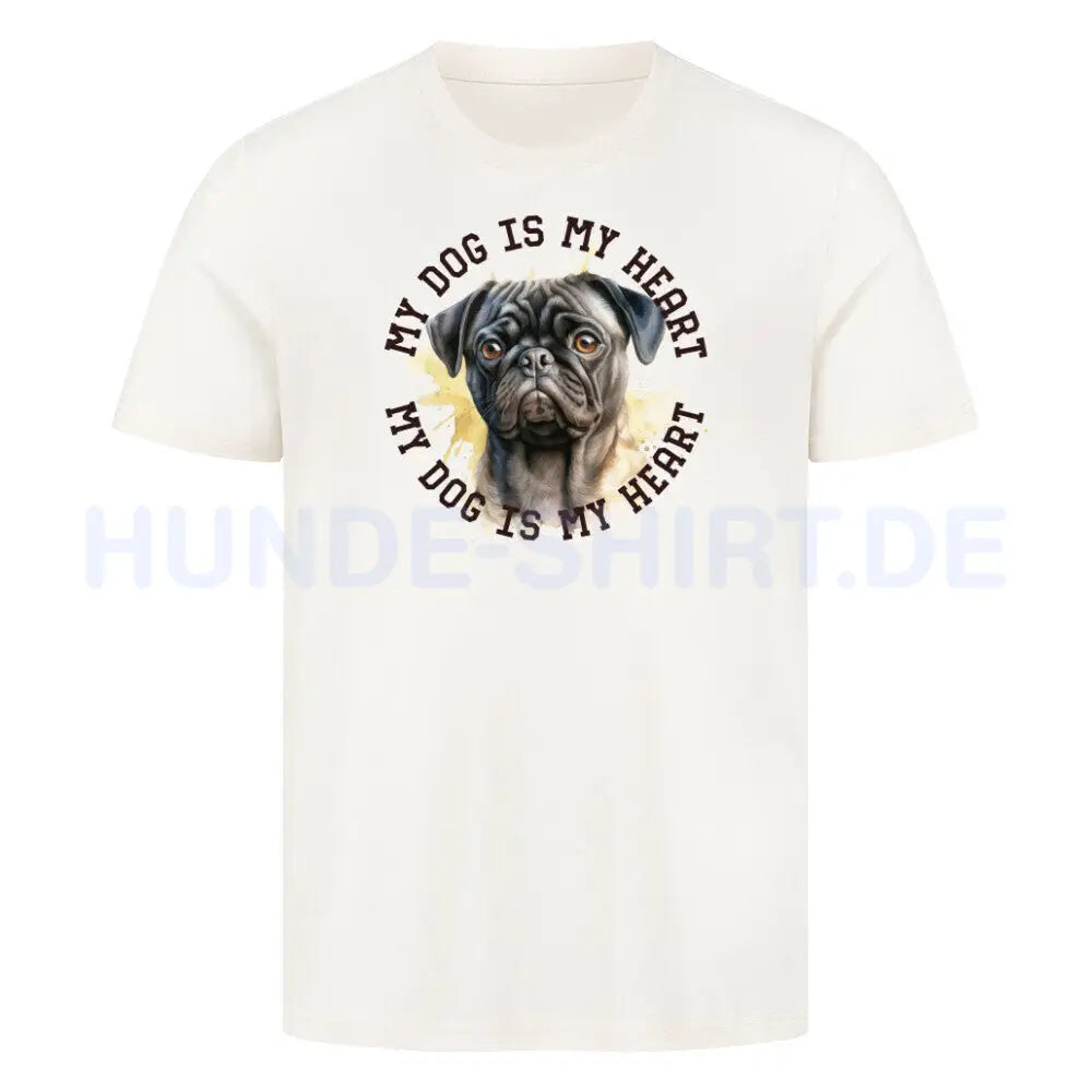 Premium T-Shirt "Mops HEART 2" Natural Raw – hunde-shirt.de