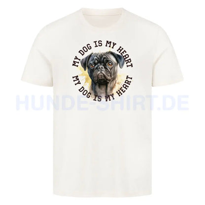 Premium T-Shirt "Mops HEART 2" Natural Raw – hunde-shirt.de