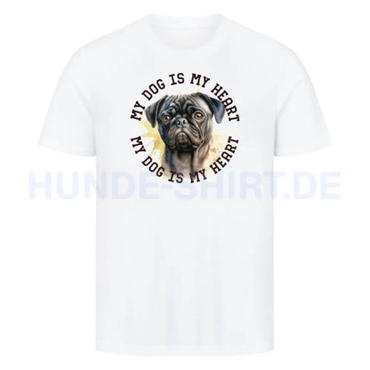 Premium T-Shirt "Mops HEART 2" Weiß – hunde-shirt.de