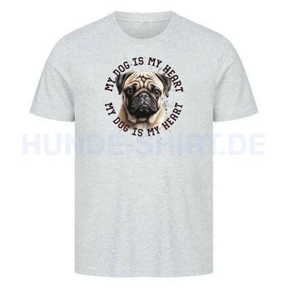 Premium T-Shirt "Mops HEART" Heather Grey – hunde-shirt.de