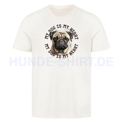 Premium T-Shirt "Mops HEART" Natural Raw – hunde-shirt.de