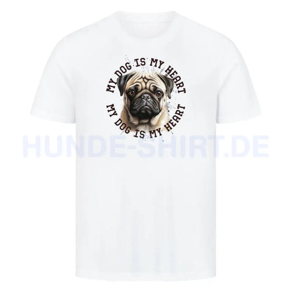 Premium T-Shirt "Mops HEART" Weiß – hunde-shirt.de