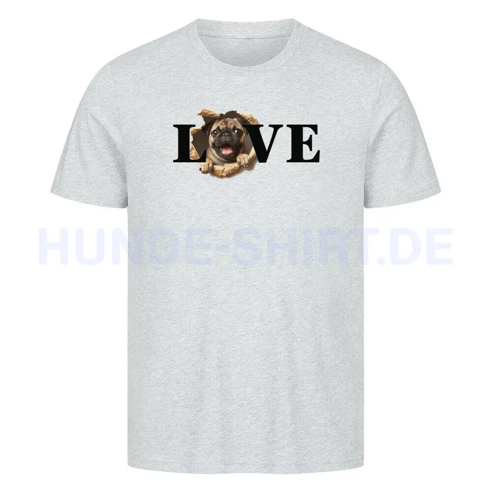 Premium T-Shirt "Mops - LOVE" Heather Grey – hunde-shirt.de