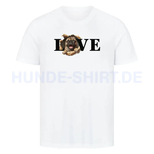 Premium T-Shirt "Mops - LOVE" Weiß – hunde-shirt.de