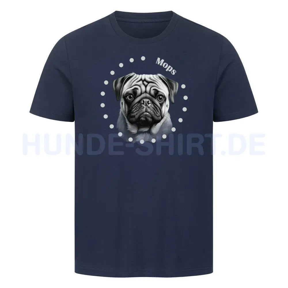 Premium T-Shirt "Mops R" French Navy – hunde-shirt.de